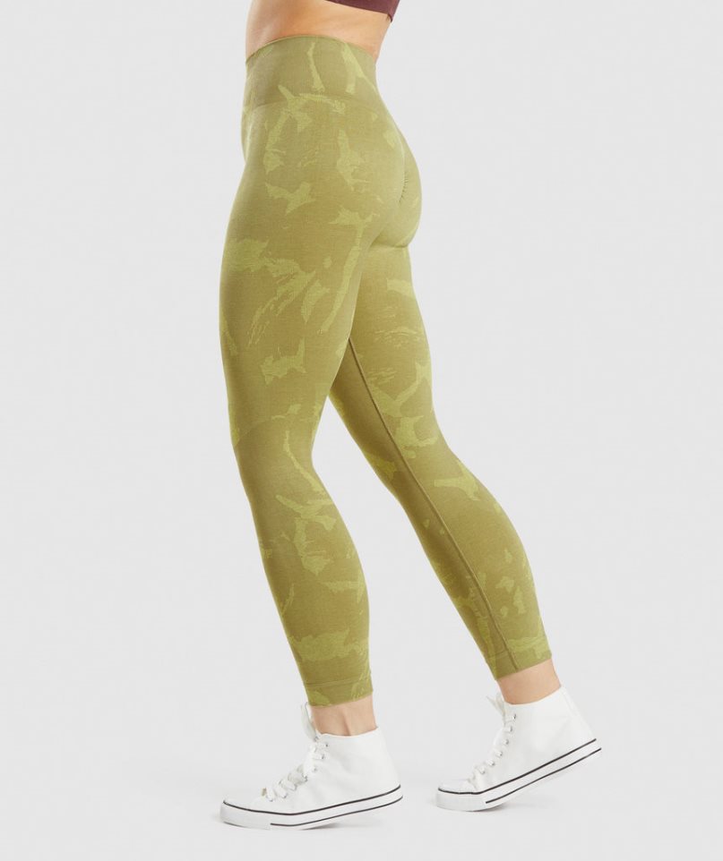 Women's Gymshark Adapt Camo Seamless Leggings Olive | CA A3D508